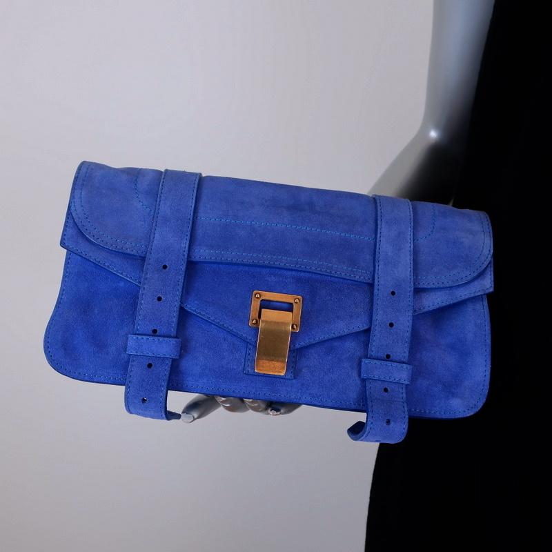 Proenza Schouler PS1 Pochette Clutch Purple-Blue Suede Small Bag available at CelebrityOwned.com img_1