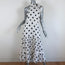 RIXO Dress Eleanor White & Black Polka Dot Size Large Tie-Neck Sleeveless Midi