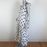 RIXO Dress Eleanor White & Black Polka Dot Size Large Tie-Neck Sleeveless Midi available at CelebrityOwned.com img_6