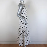 RIXO Dress Eleanor White & Black Polka Dot Size Large Tie-Neck Sleeveless Midi available at CelebrityOwned.com img_7