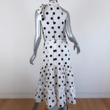 RIXO Dress Eleanor White & Black Polka Dot Size Large Tie-Neck Sleeveless Midi available at CelebrityOwned.com img_8