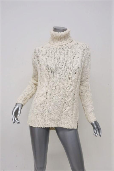 Rachel Zoe Sweater Micah Ivory Cable Knit Size Small Turtleneck