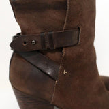 Rag & Bone Kinsey Ankle Boots Brown Suede & Leather Size 38 High Heel available at CelebrityOwned.com img_3