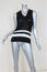 Rag & Bone Top Dina Black/White Striped Cotton-Blend Size Small Sweater Vest