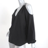 Ramy Brook Cold Shoulder Top Gigi Black Stretch Silk Blouse Size Extra Small available at CelebrityOwned.com img_2