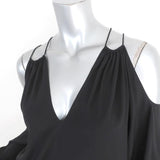 Ramy Brook Cold Shoulder Top Gigi Black Stretch Silk Blouse Size Extra Small available at CelebrityOwned.com img_3