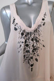 Rebecca Taylor Beaded Tank Top Blush Silk Size 8 Tassel Tie Sleeveless Blouse available at CelebrityOwned.com img_3
