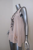 Rebecca Taylor Beaded Tank Top Blush Silk Size 8 Tassel Tie Sleeveless Blouse available at CelebrityOwned.com img_4
