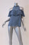 Rebecca Taylor Cold Shoulder Top Blue Metallic Dot Chiffon Size 0 Ruffle Blouse