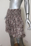 Rebecca Taylor Skirt Cream/Pink Floral Print Smocked Silk Size Medium available at CelebrityOwned.com img_4