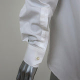 Saint Laurent Concealed Placket Shirt White Cotton Size 38 Long Sleeve Top available at CelebrityOwned.com img_6