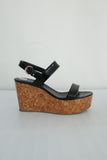 Sergio Rossi Coated Cork Platform Wedge Sandals Black Patent Leather Size 40 available at CelebrityOwned.com img_2