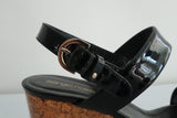 Sergio Rossi Coated Cork Platform Wedge Sandals Black Patent Leather Size 40 available at CelebrityOwned.com img_6