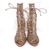 Sophia Webster Delphine Lace-Up Sandals Rose Gold Metallic Leather Size 36.5 available at CelebrityOwned.com img_3