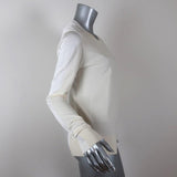 St. John Sweater Ivory Wool-Blend Paneled Knit Size Medium Crewneck Pullover available at CelebrityOwned.com img_3