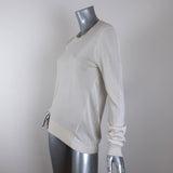 St. John Sweater Ivory Wool-Blend Paneled Knit Size Medium Crewneck Pullover available at CelebrityOwned.com img_4