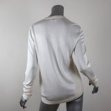 St. John Sweater Ivory Wool-Blend Paneled Knit Size Medium Crewneck Pullover available at CelebrityOwned.com img_5