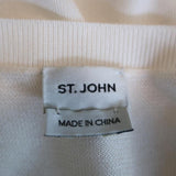 St. John Sweater Ivory Wool-Blend Paneled Knit Size Medium Crewneck Pullover available at CelebrityOwned.com img_6