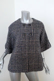 Stella Jean Tweed Jacket Beige/Navy Houndstooth Plaid Size 42 Short Sleeve available at CelebrityOwned.com img_2