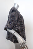 Stella Jean Tweed Jacket Beige/Navy Houndstooth Plaid Size 42 Short Sleeve available at CelebrityOwned.com img_4