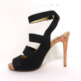 Stella McCartney Cage Sandals Black Satin & Cork Size 37 Ankle Strap Heels available at CelebrityOwned.com img_6