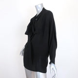 Stella McCartney Tie-Neck Tunic Black Draped Silk Size 42 Long Sleeve Blouse available at CelebrityOwned.com img_4