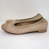Stuart Weitzman Quiltable Cap Toe Ballet Flats Beige Quilted Leather Size 9 available at CelebrityOwned.com img_6