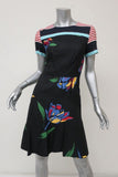 Suno Dress Black Floral & Striped Print Twill Size 2 Short Sleeve Fit & Flare available at CelebrityOwned.com img_1