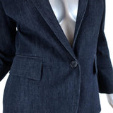 Theory Blazer Current Indigo Stretch Denim Size 4 One-Button Jacket available at CelebrityOwned.com img_2