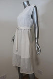 Theory Dress Afala White Eyelet Embroidered Cotton Size 6 Belted A-Line available at CelebrityOwned.com img_4