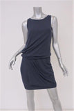 Theory Dress Dark Blue Stretch Jersey Size Medium Sleeveless Blouson Mini available at CelebrityOwned.com img_2