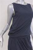 Theory Dress Dark Blue Stretch Jersey Size Medium Sleeveless Blouson Mini available at CelebrityOwned.com img_3