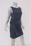 Theory Dress Dark Blue Stretch Jersey Size Medium Sleeveless Blouson Mini available at CelebrityOwned.com img_4