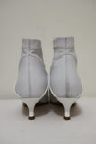 Tibi Ankle Boots Jean White Leather Size 38 Kitten Heel Sock Booties available at CelebrityOwned.com img_10
