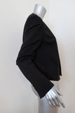 Tibi Cropped Scarf Blazer Black Tropical Wool Size 6 Open Front Jacket available at CelebrityOwned.com img_2