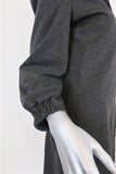 Tibi Dress Bond Dark Gray Stretch Knit Size 6 Split-Neck Puff Sleeve Mini NEW available at CelebrityOwned.com img_8
