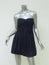 Tibi Dress Navy Pleated Silk Chiffon Size 4 Strapless Bubble Hem Mini