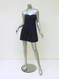 Tibi Dress Navy Pleated Silk Chiffon Size 4 Strapless Bubble Hem Mini available at CelebrityOwned.com img_2