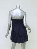 Tibi Dress Navy Pleated Silk Chiffon Size 4 Strapless Bubble Hem Mini available at CelebrityOwned.com img_5