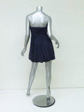 Tibi Dress Navy Pleated Silk Chiffon Size 4 Strapless Bubble Hem Mini available at CelebrityOwned.com img_7