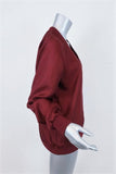 Tibi Mendini Twill Top Red Size Medium Long Sleeve V-Neck Blouse available at CelebrityOwned.com img_2