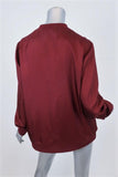Tibi Mendini Twill Top Red Size Medium Long Sleeve V-Neck Blouse available at CelebrityOwned.com img_3