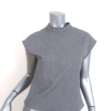 Tibi Mock Neck Top Hudson White/Gray Houndstooth Check Size Extra Small available at CelebrityOwned.com img_1