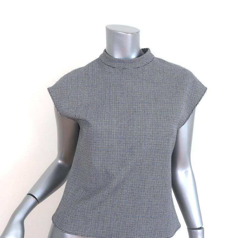 Tibi Mock Neck Top Hudson White/Gray Houndstooth Check Size Extra Small available at CelebrityOwned.com img_1