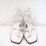 Tibi Sandals Ryo White Leather Size 38 Ankle Wrap Heels NEW available at CelebrityOwned.com img_4