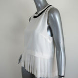 Timo Weiland Peplum Top White Pleated Georgette Size 6 Sleeveless Blouse available at CelebrityOwned.com img_3