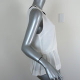 Timo Weiland Peplum Top White Pleated Georgette Size 6 Sleeveless Blouse available at CelebrityOwned.com img_4