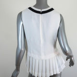 Timo Weiland Peplum Top White Pleated Georgette Size 6 Sleeveless Blouse available at CelebrityOwned.com img_5