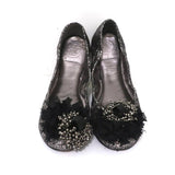 Tory Burch Scrunch Ballet Flats Amelia Crystal-Embellished Silver Leather Size 8 available at CelebrityOwned.com img_4