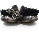 Tory Burch Scrunch Ballet Flats Amelia Crystal-Embellished Silver Leather Size 8 available at CelebrityOwned.com img_5